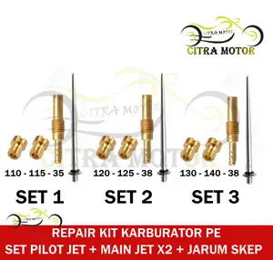 COD REPAIR KIT SET KEIHIN PE 24 26 28 30 32 34 MAIN JET PILOT JET JARUM SKEP 110 115 35 ATAU 130 140 35 SLOW JET MJ PJ REPAR JARUM SKEP KEIHIN MIKUNI KARBURATOR KALBULATOR AIRSTRIKE BLACKRAVEN BLACKVIPER CPO KARBU VIPER ORIGINAL