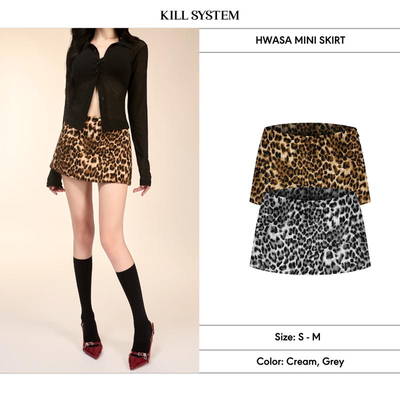 Chân váy da beo cạp thấp tôn dáng Hwasa - Killsystem