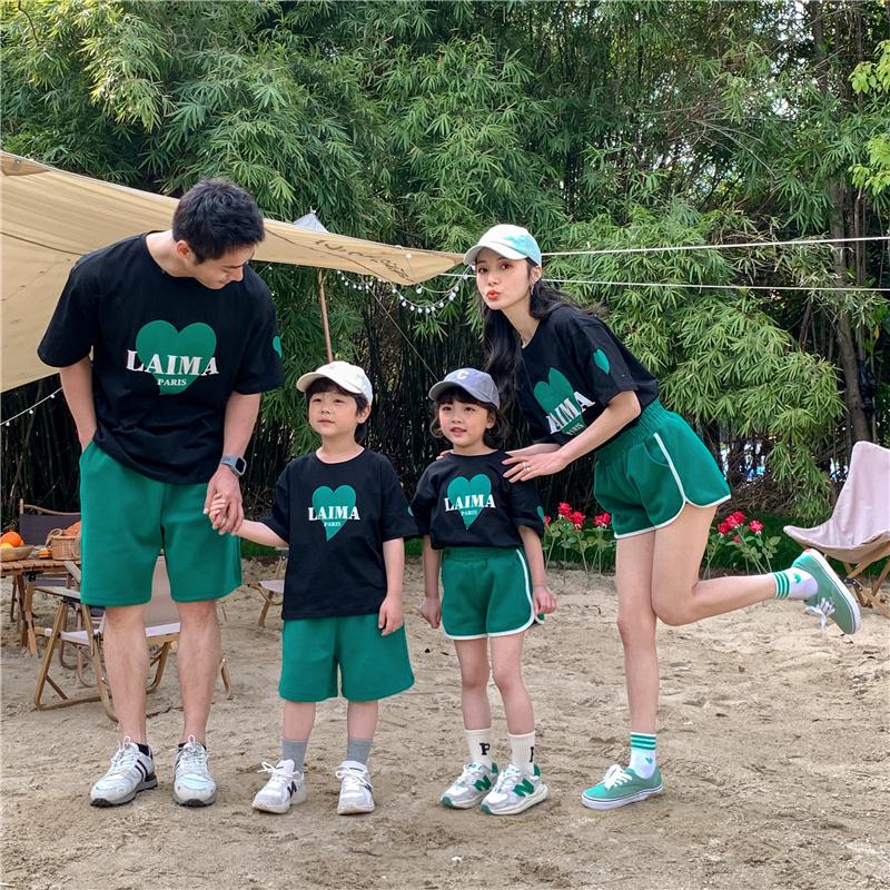 Bộ quần áo gia đình - set bộ quần áo gia đình họa tiết trái tim LAIMA PARIS chất liệu cotton 1oo% co giãn