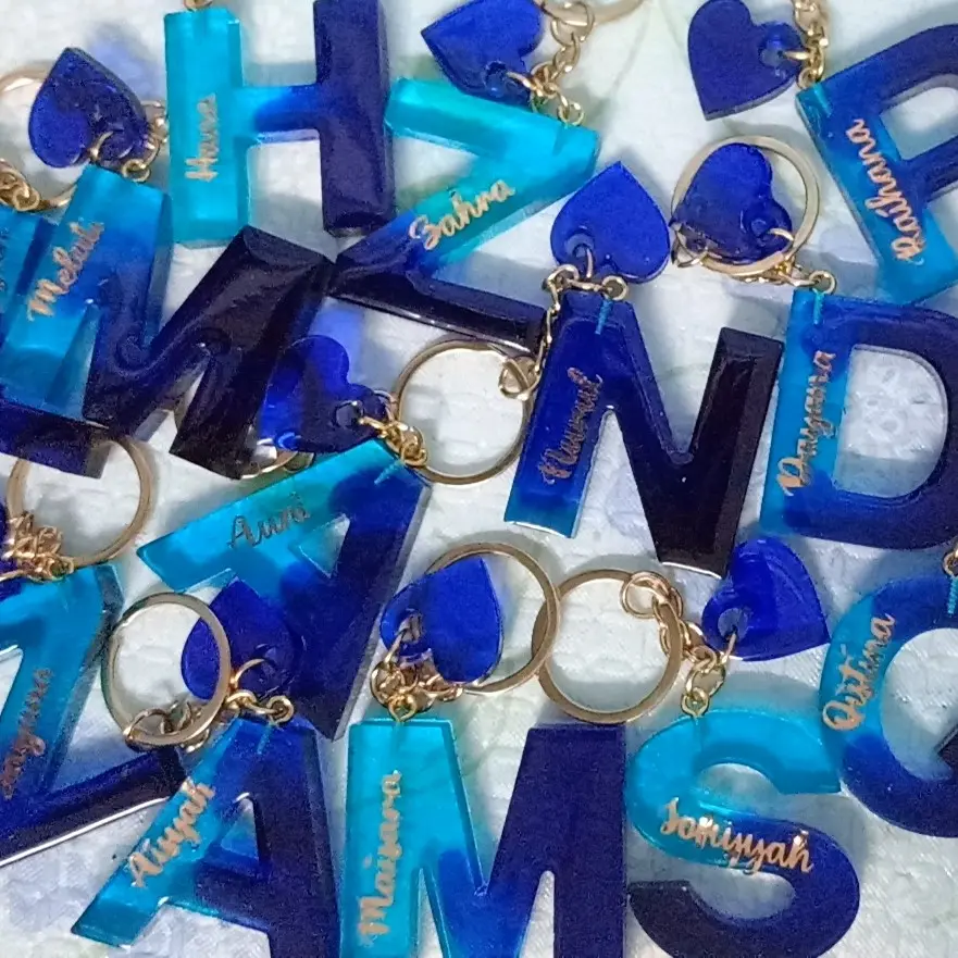 Blue Keychain | Letter keychain with Name | Keychain Nama