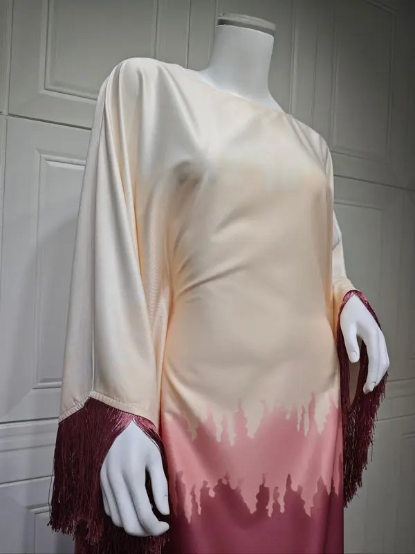Women's Tie Dye Print Dresses, Elegant Casual Long Sleeve Outerwear for Daily Wear, Ladies Islamic Clothing for All Seasons 6
