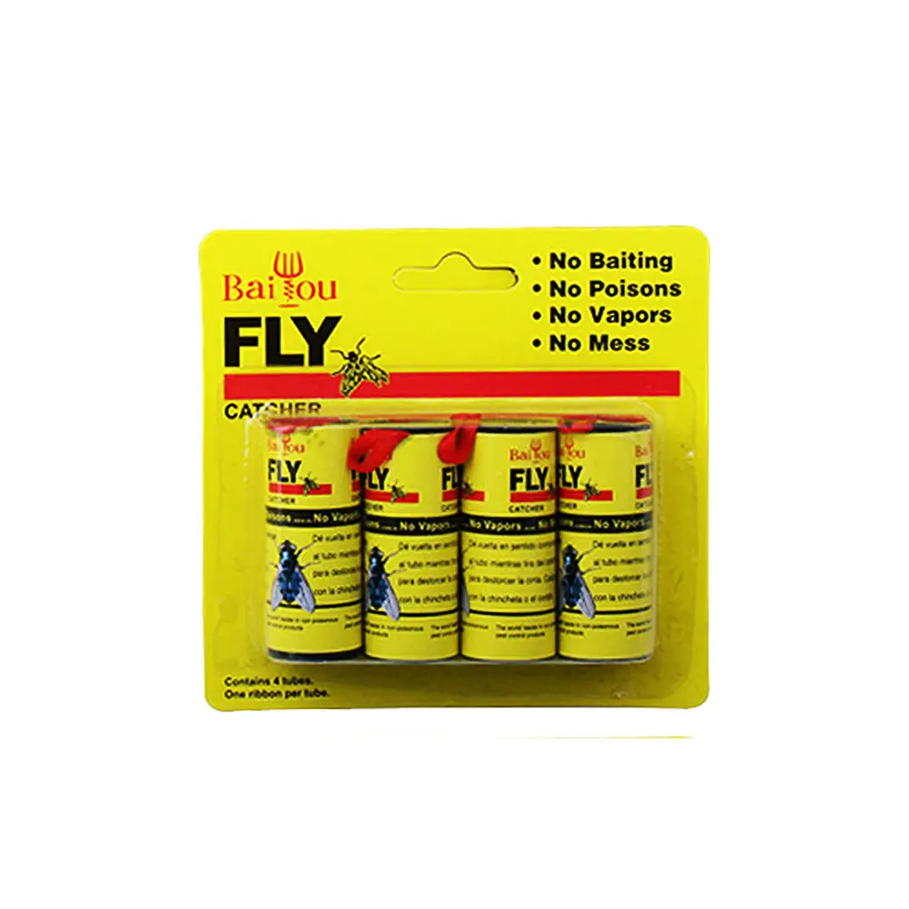 Yibao 4 Rolls Insect Bug Glue Paper Killer Fly Catcher Trap Ribbon Strip Sticky Tape