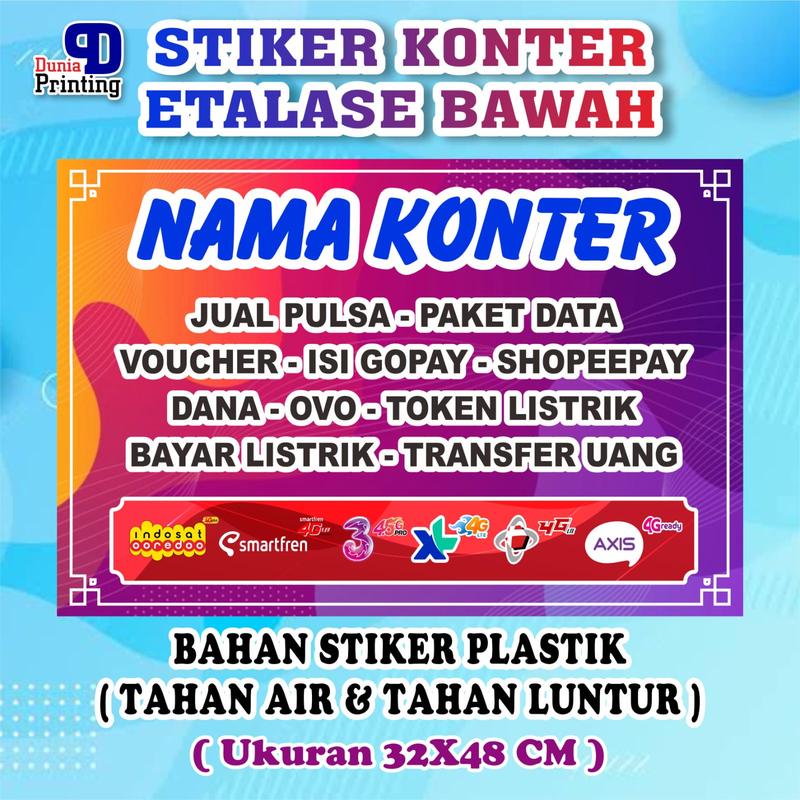 Stiker konter bawah etalase - POSTER TOKO - pakai nama kontermu sendiri- stiker anti air - tahan luntur - size 32x48 cm 0
