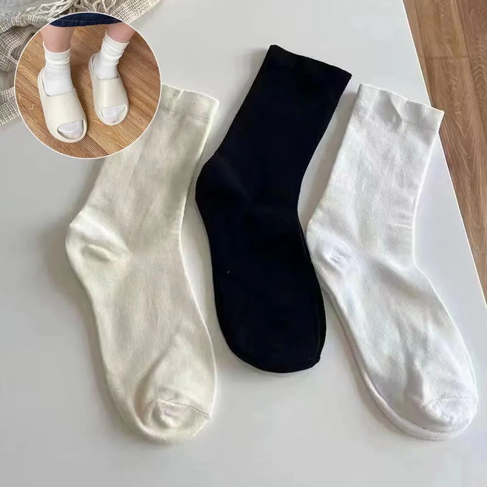 INS Thin Long Socks Ice Velvet Soft Breathable Socks Solid Black White Beige Harajuku High Tube Socks