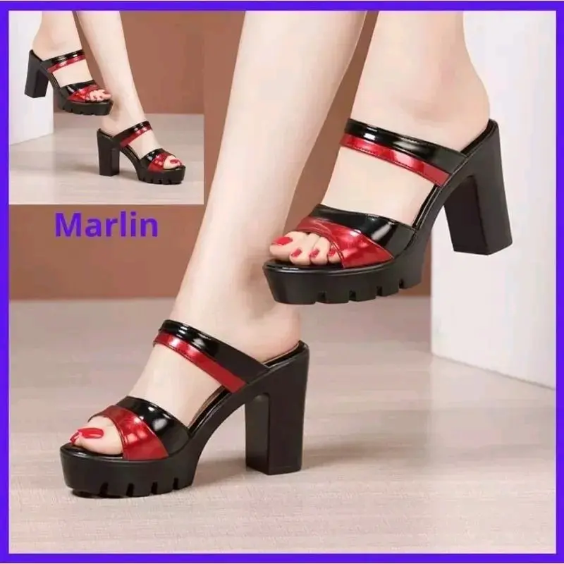 Sepatu/Sandal high heels tumit tinggi 7cm warna kombinasi (Marlin)