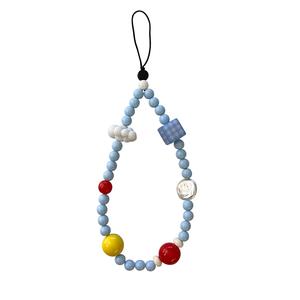 Lanyard Telefon Manik Biru, Reka Bentuk Estetik, Sesuai untuk Kamera CCD, Rantai dan Tali Anti Hilang, Aksesori 3-dalam-1, untuk Fon Telinga dan Beg keychain  matching  couple  spiderman