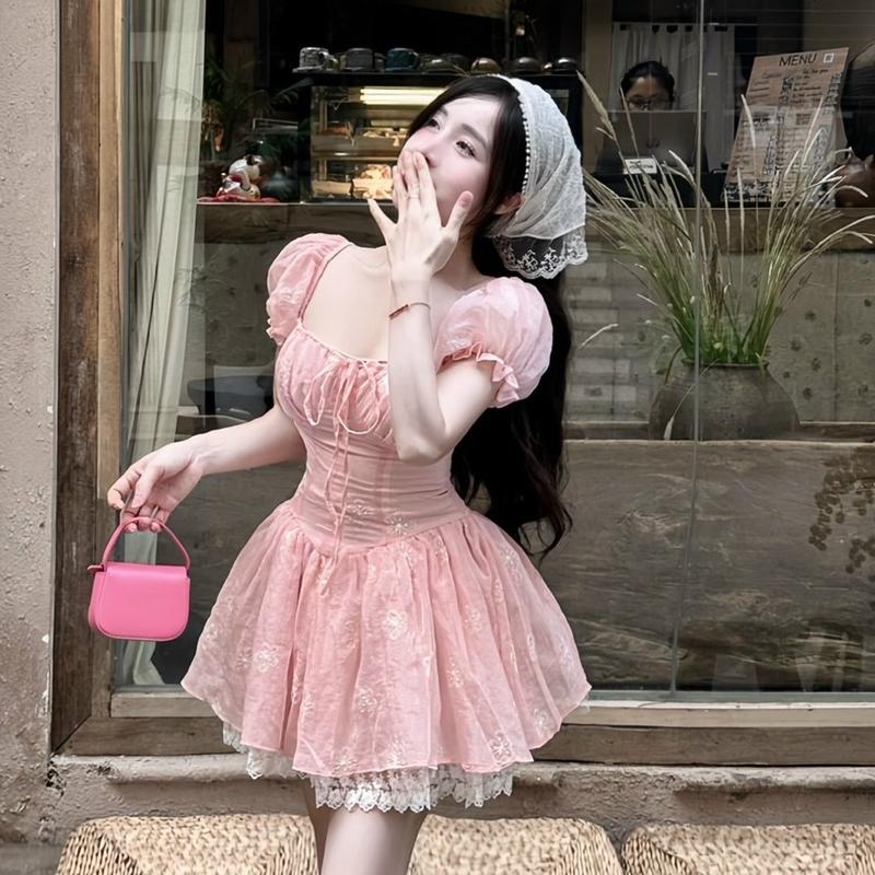 Váy Thêu Hoa Bồng Chân Ren Xoè Công Chúa PK86 tôn dáng tiểu thư ,38-54kg sz S M chuẩn ảnh