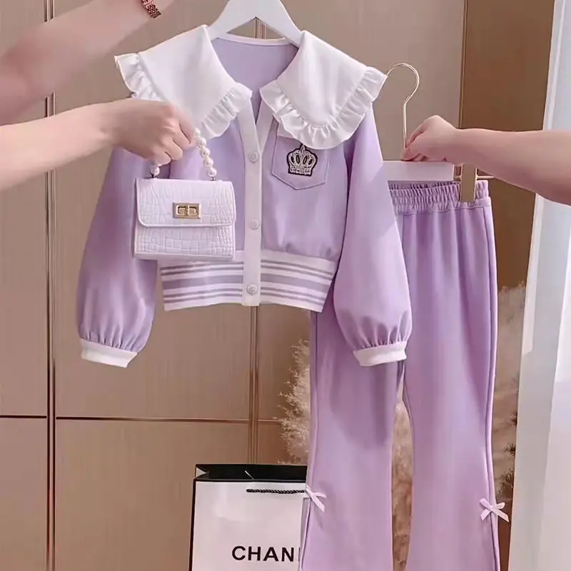 Bộ Đồ Hai Mảnh Cho Bé Gái, Phong Cách Phương Tây, Mùa Xuân Và Mùa Thu Mới, Phong Cách Hàn Quốc, Thể Thao, Thời Trang, Phong Cách Cổ Điển, Gió, Người Nổi Tiếng Trên Internet, Quần Áo Trẻ Em