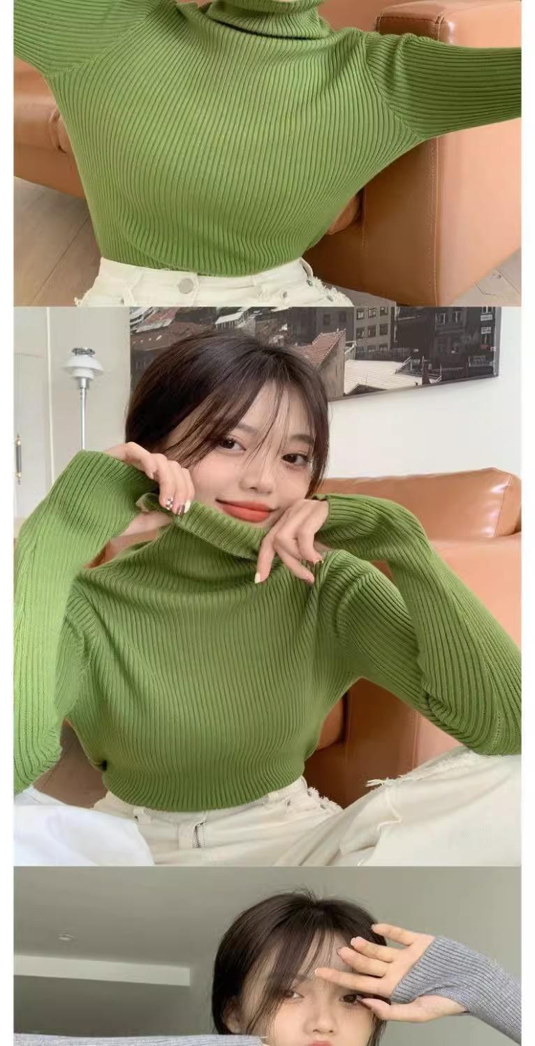Product Introduction of Knitted Bottoming Shirt Padded Top Sweater Turtleneck Women's Autumn Best-Selling Fashionable Stylish Inner Wear Finger Fit Design Knitwear Womenswear 9