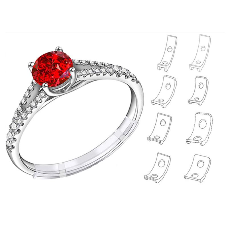 8 Sizes Invisible Clear Ring Size Adjuster Resizer Loose Rings Reducer ...