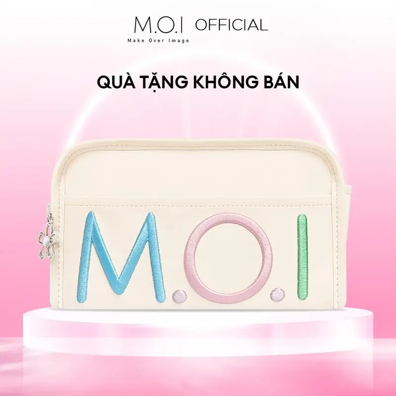 Túi cói sắc hạ đựng mỹ phẩm trang điểm MOI Iconic Da PU Bag Nam Nhung Kem 5
