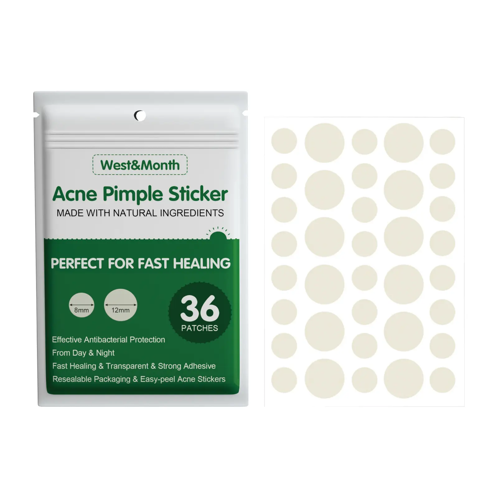 West & Month Absorbent Acne Patch Invisible Makeup Artificial Skin Care Essential Oil Waterproof Concealer Breathable Acne Patch