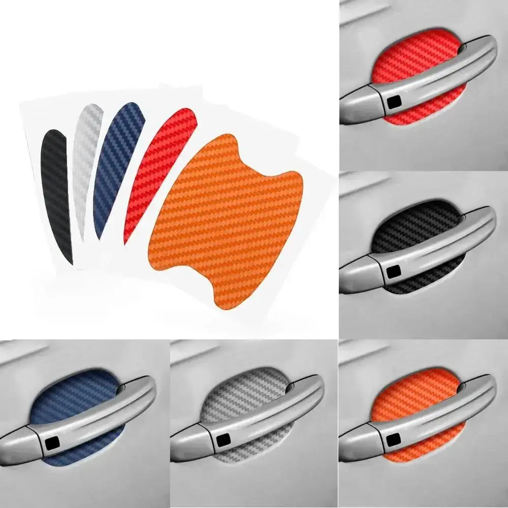 4Pcs Car Stickers Anti Scratch Car Door Handle Carbon Fiber Protector  Automobiles Handle Protection Film Styling Exterior Accessorie