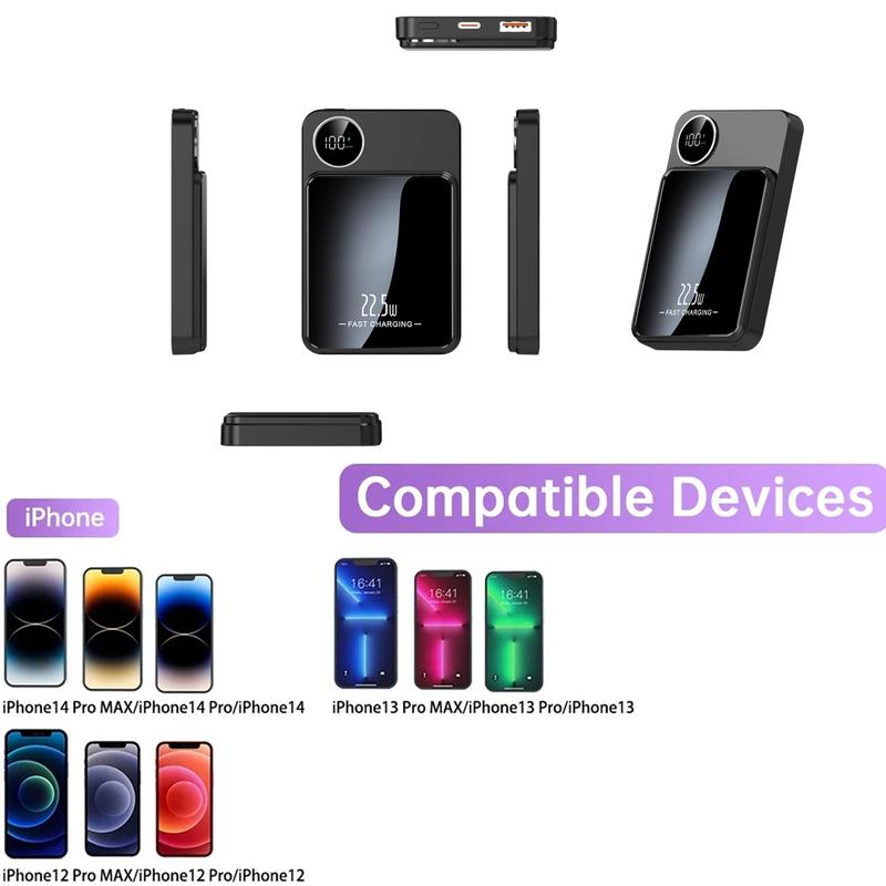 Product Introduction of Portable Magnetic Wireless Charging Power Bank, 5000mAh 22.5W Fast Charging Power Bank, Mobile Phone Accessories for iPhone & Android 4