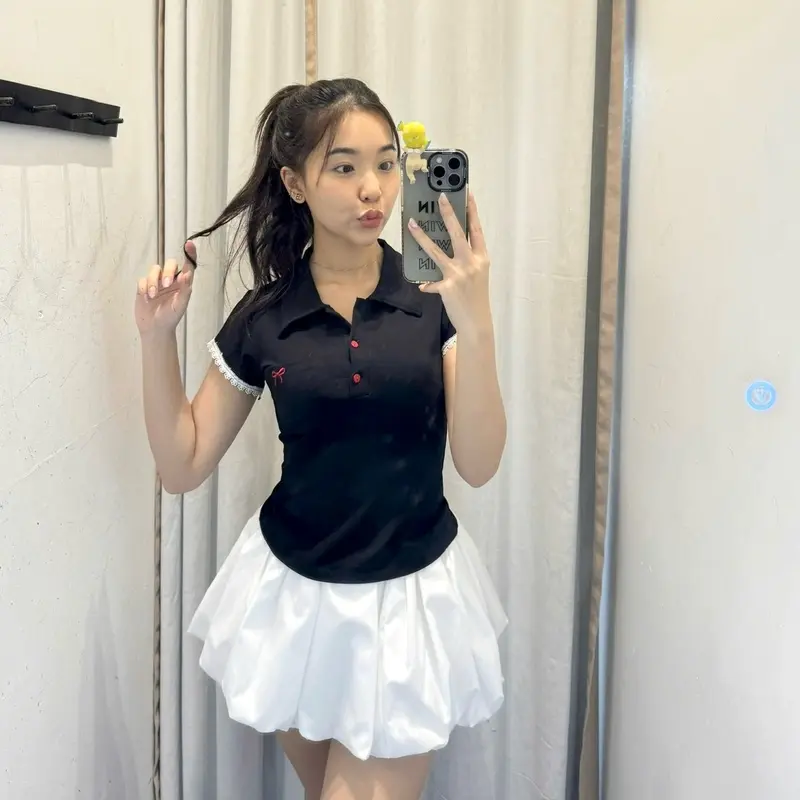 Áo Polo Nữ Dáng Ôm Thêu Nơ 1