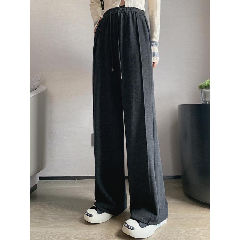 Yuxi Autumn and Winter New Narrow Wide-Leg Pants Women's Draping Effect Mop Pants Soft Glutinous Rice Shake Pants Straight-Leg Trousers Casual Pants baggy ali  jeans cargo pants  women 5