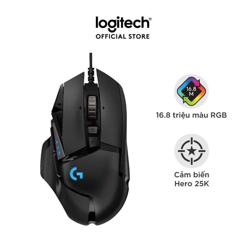 Chuột game có dây Logitech G502 Hero - Cảm biến Hero 25k, RGB, 11 nút lập trình chuot  cong