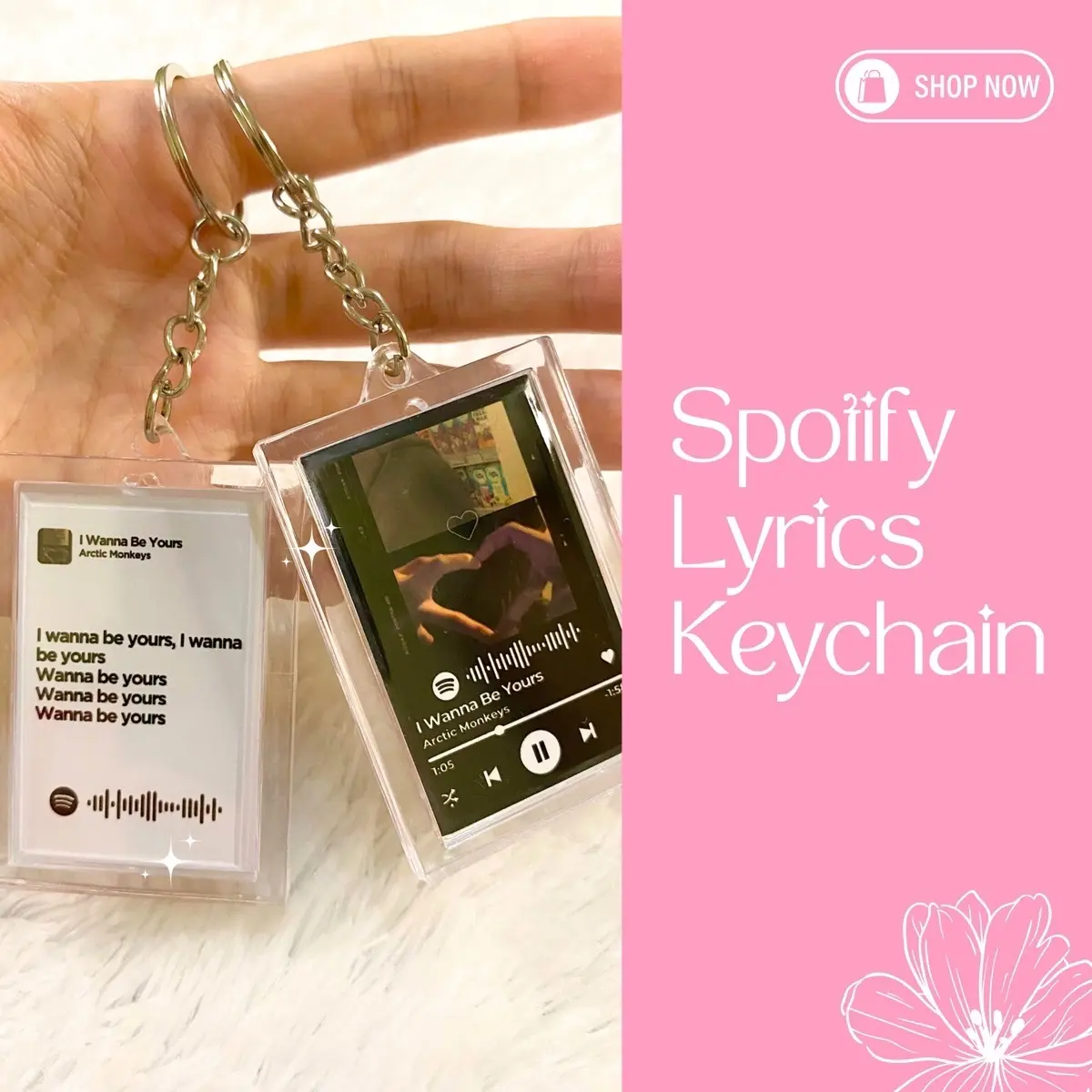 Spotify Lyrics Keychain Custom Acrylic + Free Spotify Song Code | Gantungan Kunci Lirik Spotify Custom 2 Sisi Ganci