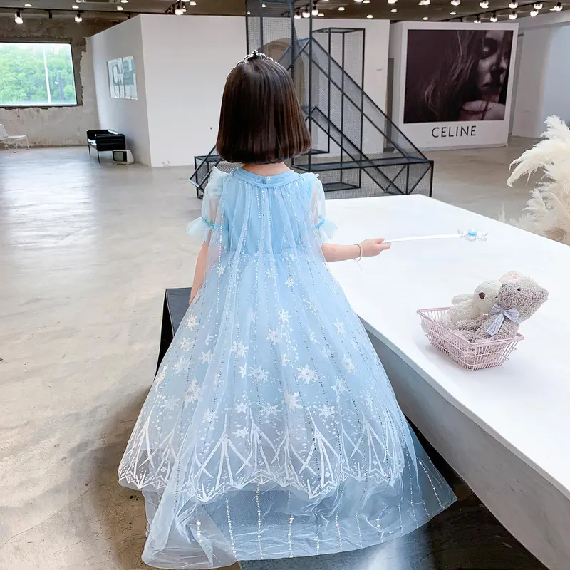 DRESS ELSA STAR PAYET /BAJU MOTIF STAR PAYET ANAK PEREMPUAN FASHION MOTIF 4