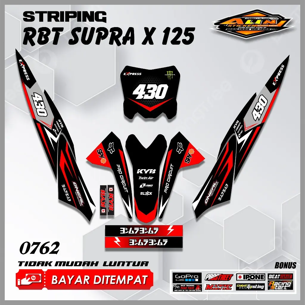 0762 COD Sticker STRIPING semi fullbody RBT SUPRA X 125  rbt VEGA BEBEK MODIF SUPERMOTO YZ CRF KLX RBT new terbaru MOTOR TRABAS