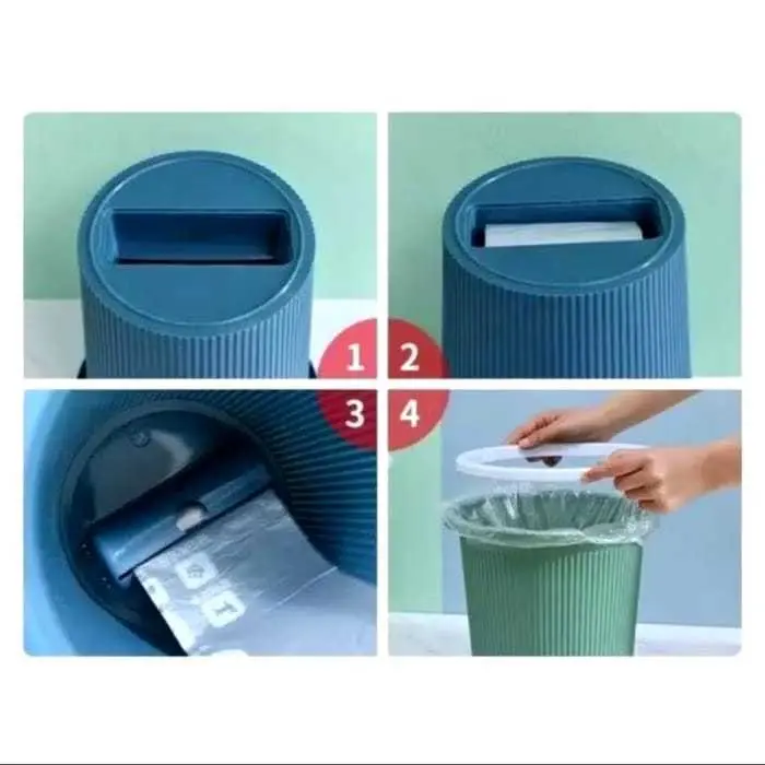 ISI (2 PCS )Tempat Sampah Plastik Gratis 2 Rol kantung Plastik Sampah/ Kotak Sampah / Tong Sampah Biru Hijau Pink 1