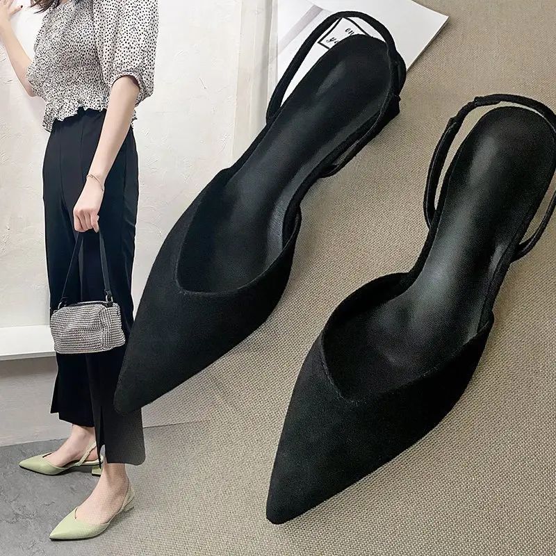 Closed Toe Sandals for Women 2024 New Summer Simplicity Pointed Toe Square Heel Sandals Women's High Heel Stiletto Fashion Women's Shoes Fashion