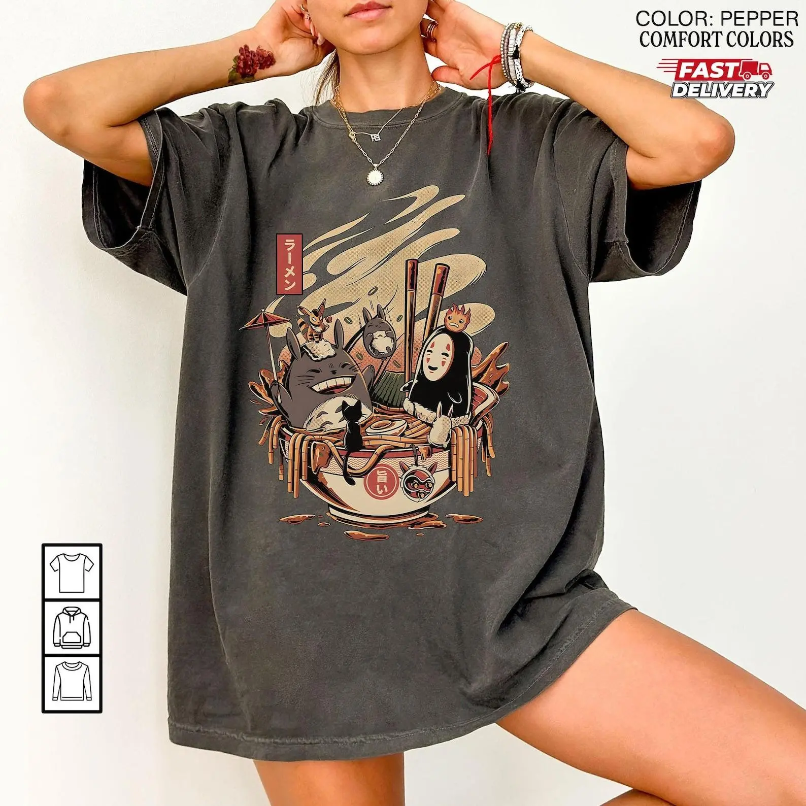 Ghibli Ramen Shirt, Studio Ghibli Tee, Japanese Anime Lovers Gift, My Neighbor Totoro, Mononoke, Spirited Away, No Face, Hayao Miyazaki