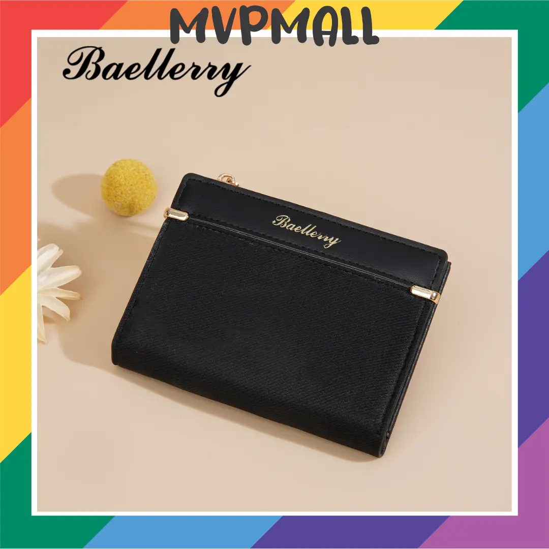 BAELLERRY N8345 Dompet Wanita Lipat Bahan Kulit PU Leather Premium Kartu Uang