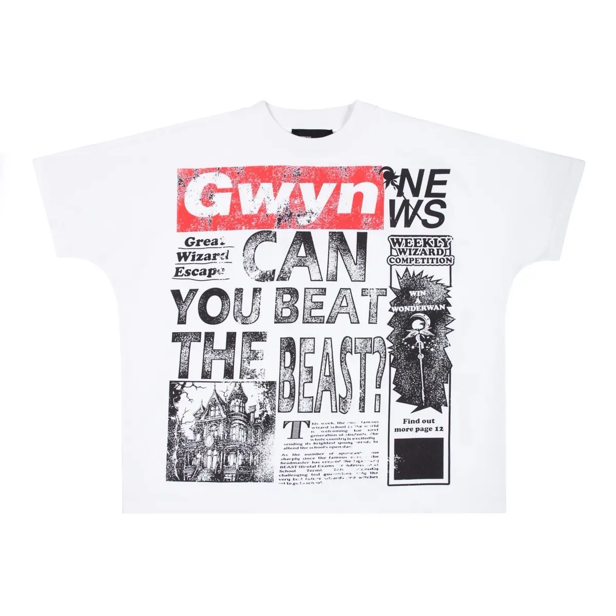 Áo thun nam nữ form boxy GWYN NO NEWS T-SHIRT Cổ Tròn Cotton Màu Trắng Menswear Menswear