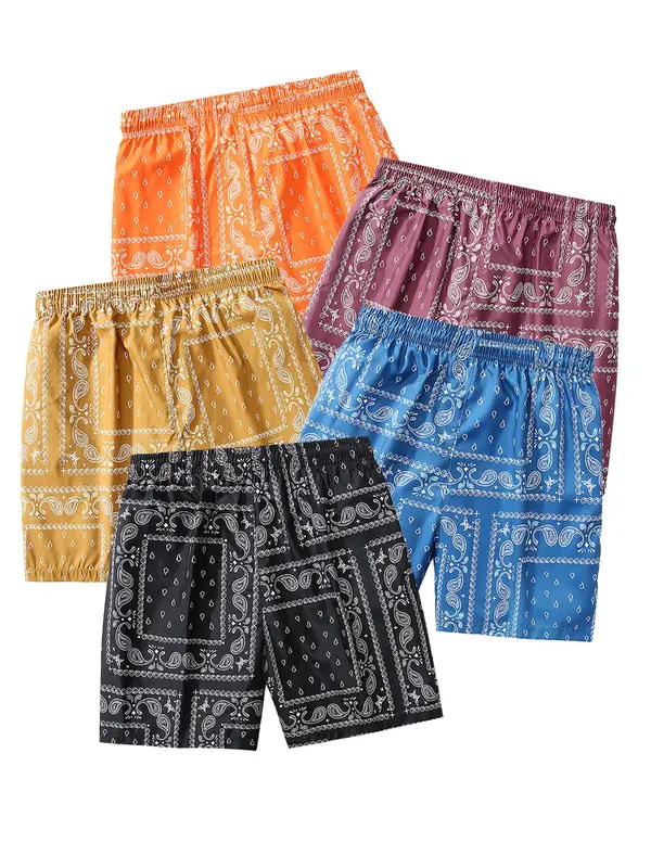 Men's Paisley Print Pocket Drawstring Waist Shorts, Regular Fit Casual Fashion Shorts for Summer, Men's Bottoms for Daily Wear 1