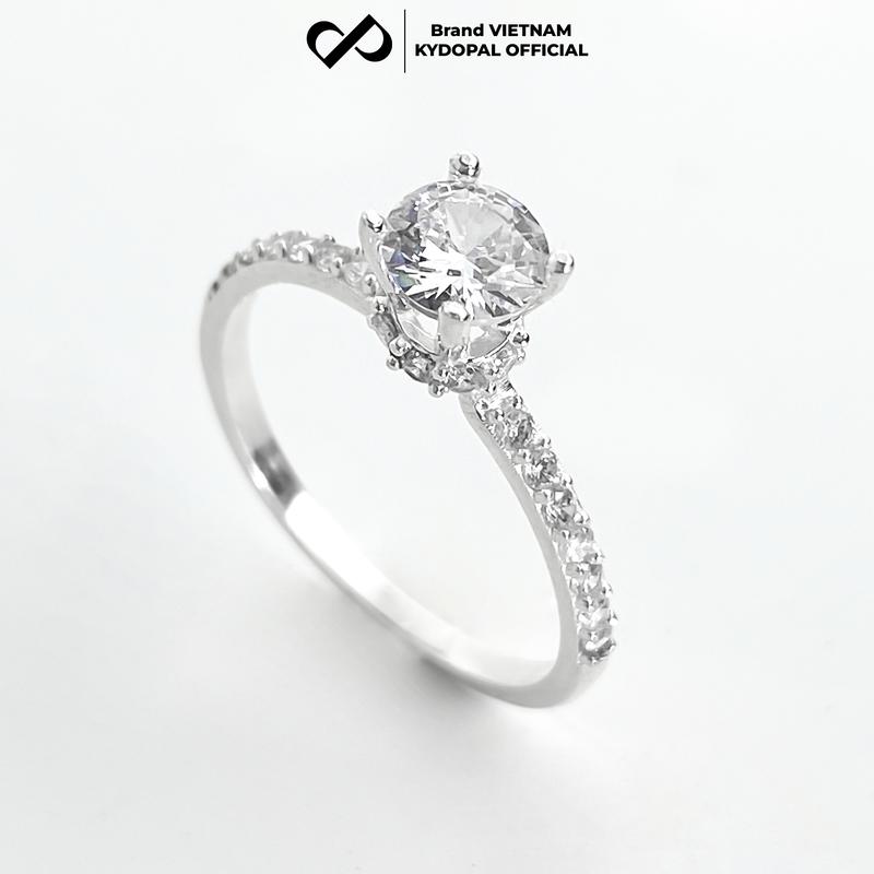 Nhẫn bạc 925 KYDOPAL nữ đính đá đơn giản cá tính trang sức bạc Ý cao cấp ổ cao - 9N25