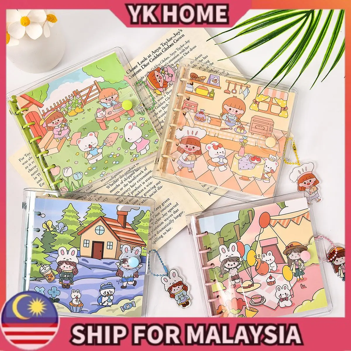 Square Hand Book Loose-Leaf Removable Square Book High-Value Girls Cute Sticker Handbook Child Mini Notebook Paper Notebooks Office Stationery