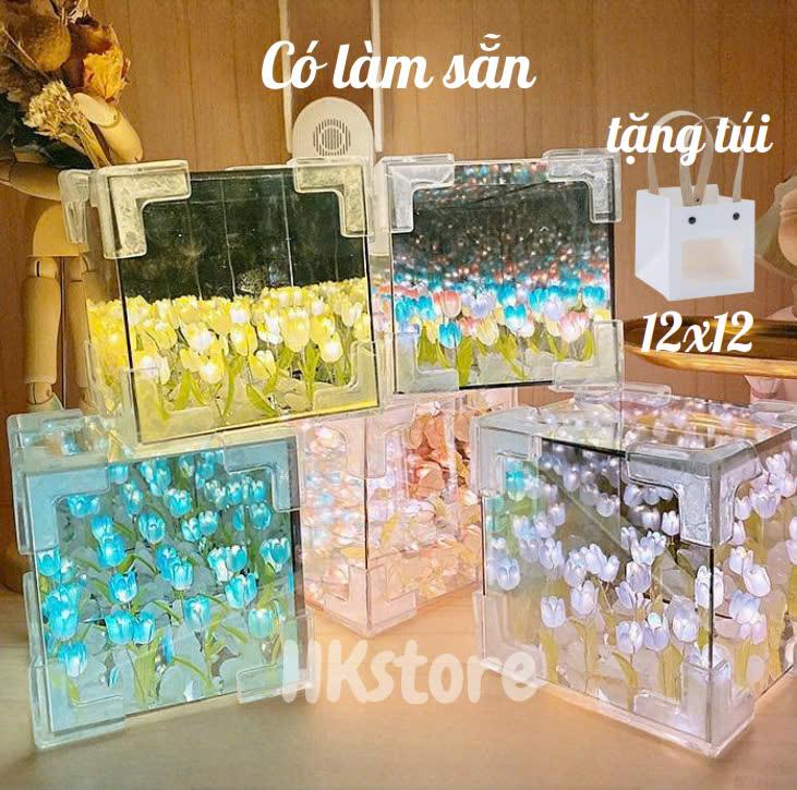 Đèn hòa tulip tự làm 20-30 bông Rubik tráng gương handmade Diy, quà tặng sinh…