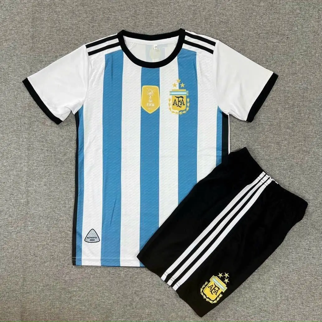 [Có IN Tên] Bộ áo bóng đá trẻ em Argen sọc Messi, đủ size cho bé 8-50kg, chất thun lạnh thoáng mát Top Kids Sports