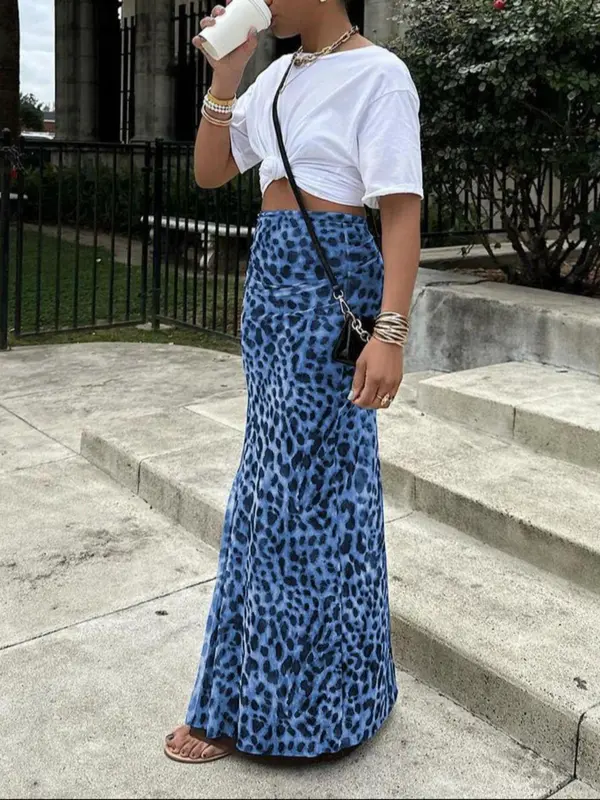 Women's Leopard Print High Waist Bodycon Skirt, Fashion Fitted Casual Long Skirt for Daily Outdoor Wear, Ladies Bottoms for Summer, Womenswear, Skirts for Women, Casual Fashionable Skirt, Boho Casual Skirt 3