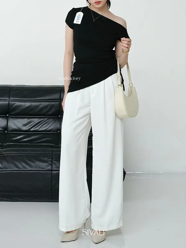 SIVALI Belle Off Shoulder Top - Casual Look Korean Knit Top - Atasan Wanita Baju Panjang Rib Knitwear 7
