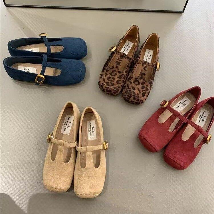 Giày Mary Jane, Phong Cách Cổ Điển Kiểu Pháp, Màu Đỏ, Giày Múa Ba Lê Đế Bằng, Dành Cho Nữ, Phong Cách Trung Quốc Mới Mùa Thu 2024, Giày Cao Gót, Giày Bà 2