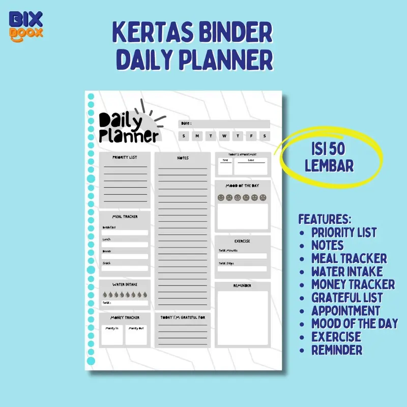 Isi binder daily planner / isi binder weekly planner / loose leaf 1