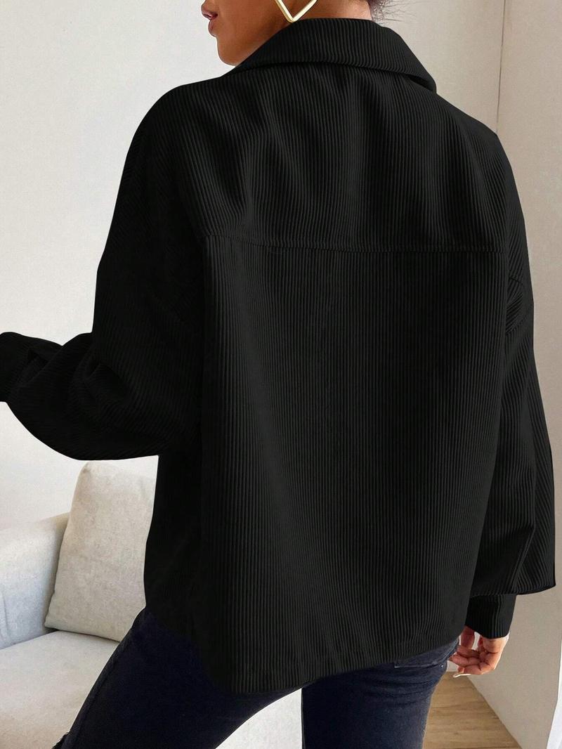 Product Introduction of Women's Solid Color Button Front Jacket, Casual Long Sleeve Outerwear for Spring & Fall, Ladies Clothes for Daily Wear Womenswear Coats 6