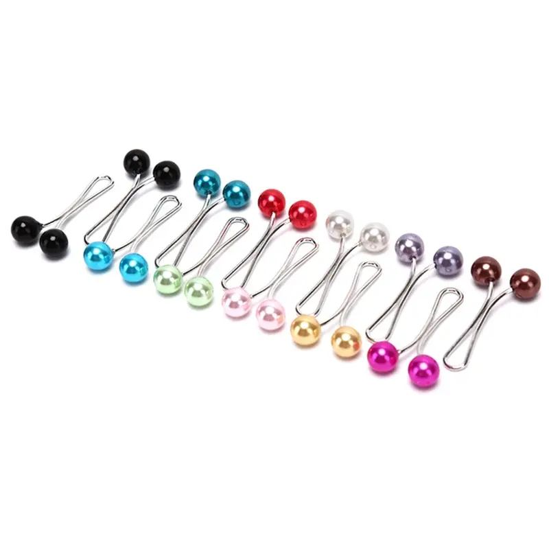 RUNZE 12pcs/ set Muslim Scarf Fixed Pins Scarf Hijab Clips Pearl Stylish Pin