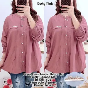 Kemeja Wanita SALSA shirt Atasan Wanita Jumbo Full Kancing Aktif Polo Linen Kerja Panjang Baju  Basic  Casual  Top  Oversize  Dewasa