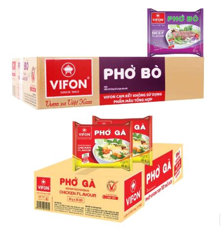 Thùng 30 gói phở bò/ phở gà Vifon 65g