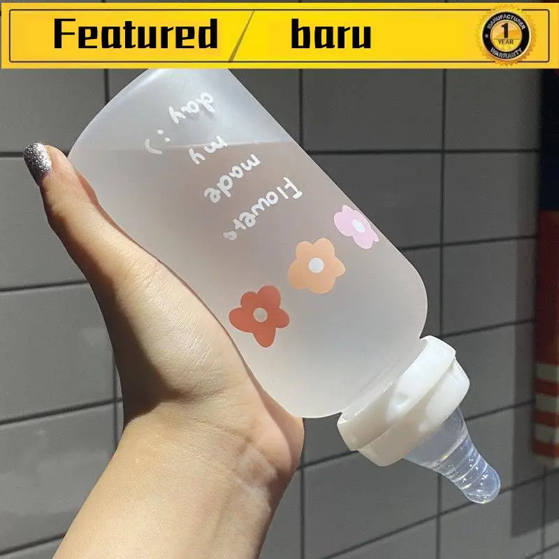 Bình Sữa, Bình Cổ Rộng, Bình Sữa, Bình Núm Vú Giả Dễ Thương, Làm Bằng Nhựa, Thích Hợp Cho Người Lớn Và Trẻ Em, Có Ống Hút, Thích Hợp Cho Trẻ Em Và Học Sinh, Phong Cách Hàn Quốc Của Con Lợn, Có Sẵn Vào Ngày 7 Tháng 4