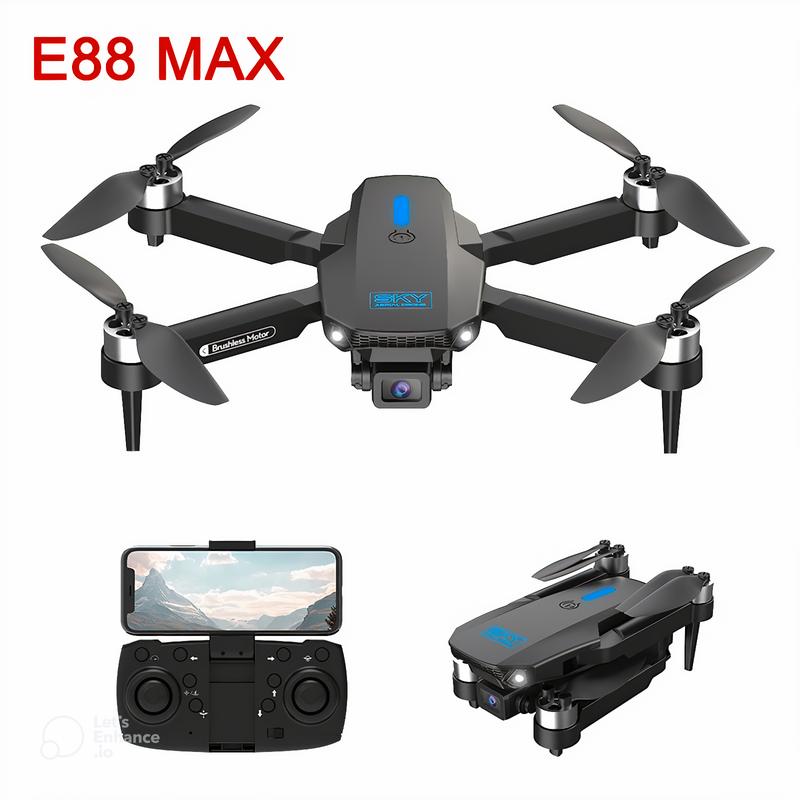 FLYCAM E88  MAX/E99 MAX 2023 ĐỘNG CƠ KHÔNG CHỔI THAN 2 CAMERA  QUOAY PHIM, CÓ CẢM BIẾN BỤNG GIỮ VỊ TRÍ Drone Chụp Ảnh