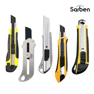 Cutter Pemotong Kertas Kerajinan Tangan Gagang Stainless & Aluminium - Refill Cutter 18 mm Hitam