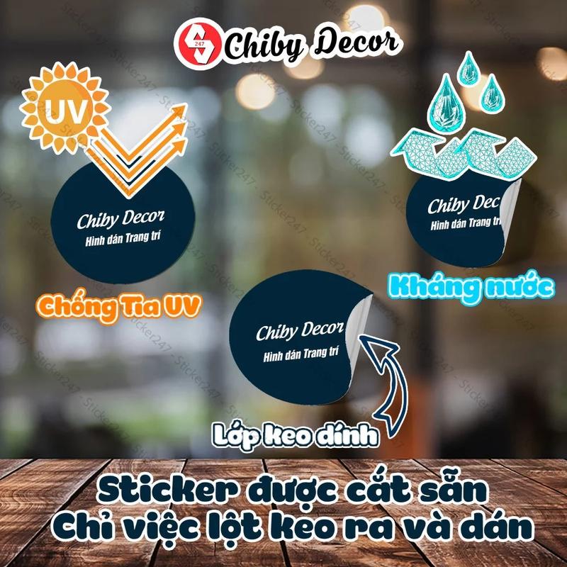 Tranh Dán Tường Cà Phê Pha Phin, Decal Dán Tường Trang Trí Quán Trà Sữa, Cà Phê - Sticker Chống Nước, Chống Nắng, Cắt Sẵn F48-12 2