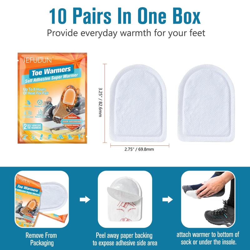Product Introduction of Toe Warmer Patch, 10 Pairs/box Toe Warmers, Heat Patches for Outdoor Exercise in Winter, Going Out Shopping, Going to Work Heat Patches 4