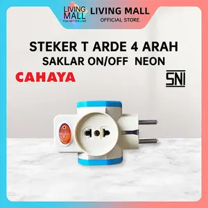 Colokan Cabang Multi / Steker T-Arde 4 Arah + Saklar ON/OFF + Neon / Kotak Kontak / Merk CAHAYA SC-386