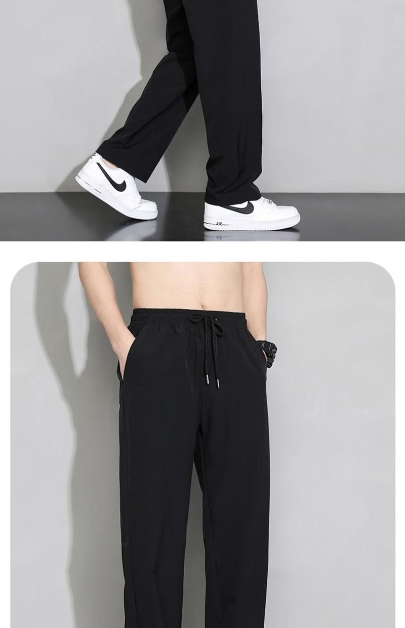 Product Introduction of Spring and Summer Pants Men's Thin Ice Silk Men's Casual Pants Slim Korean Spring and Autumn Loose Straight Sports Trousers 6