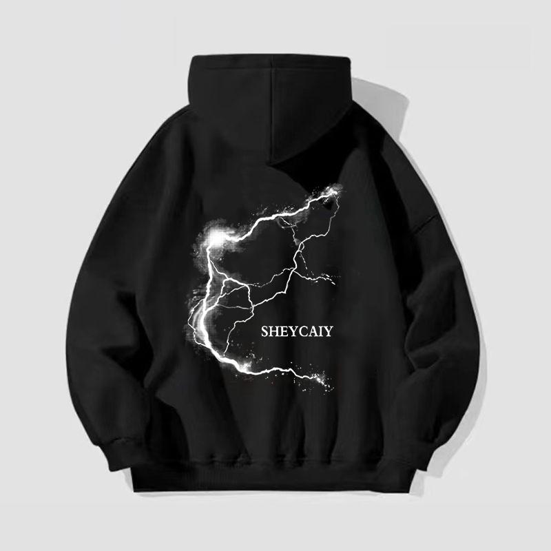 Áo Hoodie In Hình Tia Chớp, Thương Hiệu Thời Trang Mỹ, Dành Cho Nam Và Nữ, Thích Hợp Cho Học Sinh Mùa Thu, Dáng Rộng Vừa Vặn, Phong Cách Đường Phố Cao Cấp, Áo Khoác Cặp Đôi Đẹp Trai, Phong Cách Ins 5